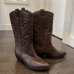 Brown cowboy boots